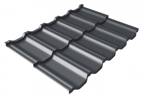 Металлочерепица модульная Квинта Uno Grand Line c 3D резом 0,5 Satin Мatt RAL 7024 мокрый асфальт купить в Ново-Переделкино