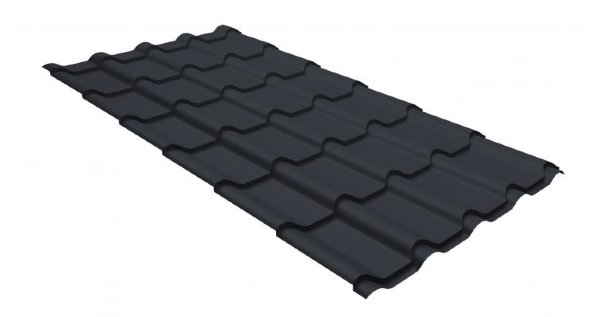 Металлочерепица камея GL 0,5 GreenCoat Pural RR 23 темно-серый (RAL 7024 мокрый асфальт) купить в Ново-Переделкино