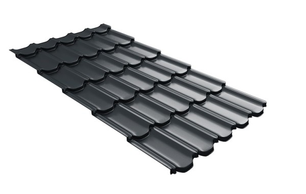 Металлочерепица квинта плюс с 3D резом 0,5 Satin RAL 7016 антрацитово-серый купить в Ново-Переделкино