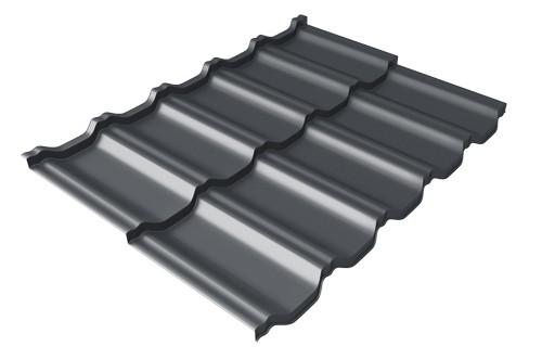 Металлочерепица модульная Квинта Uno Grand Line c 3D резом 0,45 Drap RAL 7024 мокрый асфальт купить в Ново-Переделкино