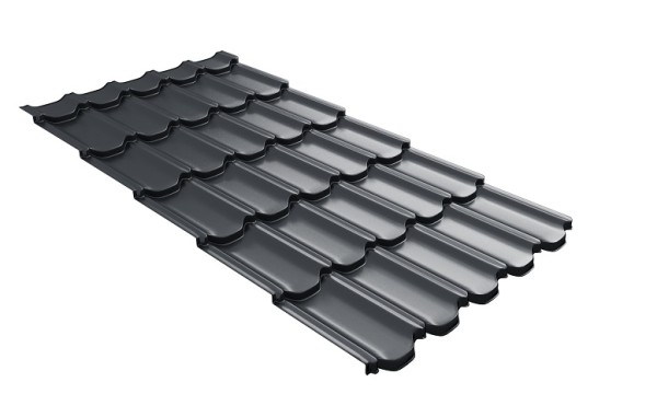 Металлочерепица квинта плюс с 3D резом 0,5 Satin Мatt RAL 7024 мокрый асфальт купить в Ново-Переделкино