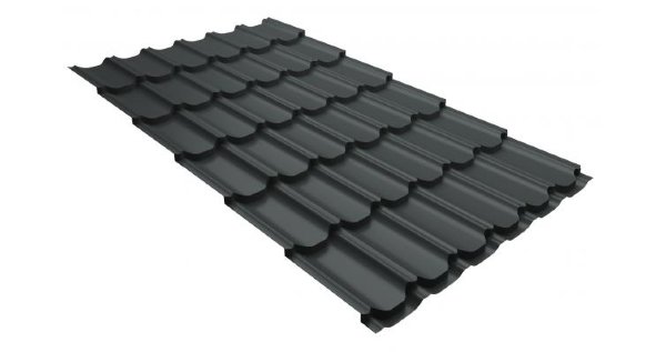 Металлочерепица квинта плюс 0,5 GreenCoat Pural RR 23 темно-серый (RAL 7024 мокрый асфальт) купить в Ново-Переделкино