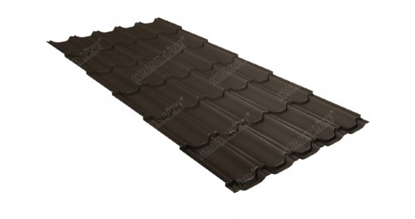 Металлочерепица квинта плюс 0,5 GreenCoat Pural Matt RR 32 темно-коричневый (RAL 8019 серо-коричневый) купить в Ново-Переделкино